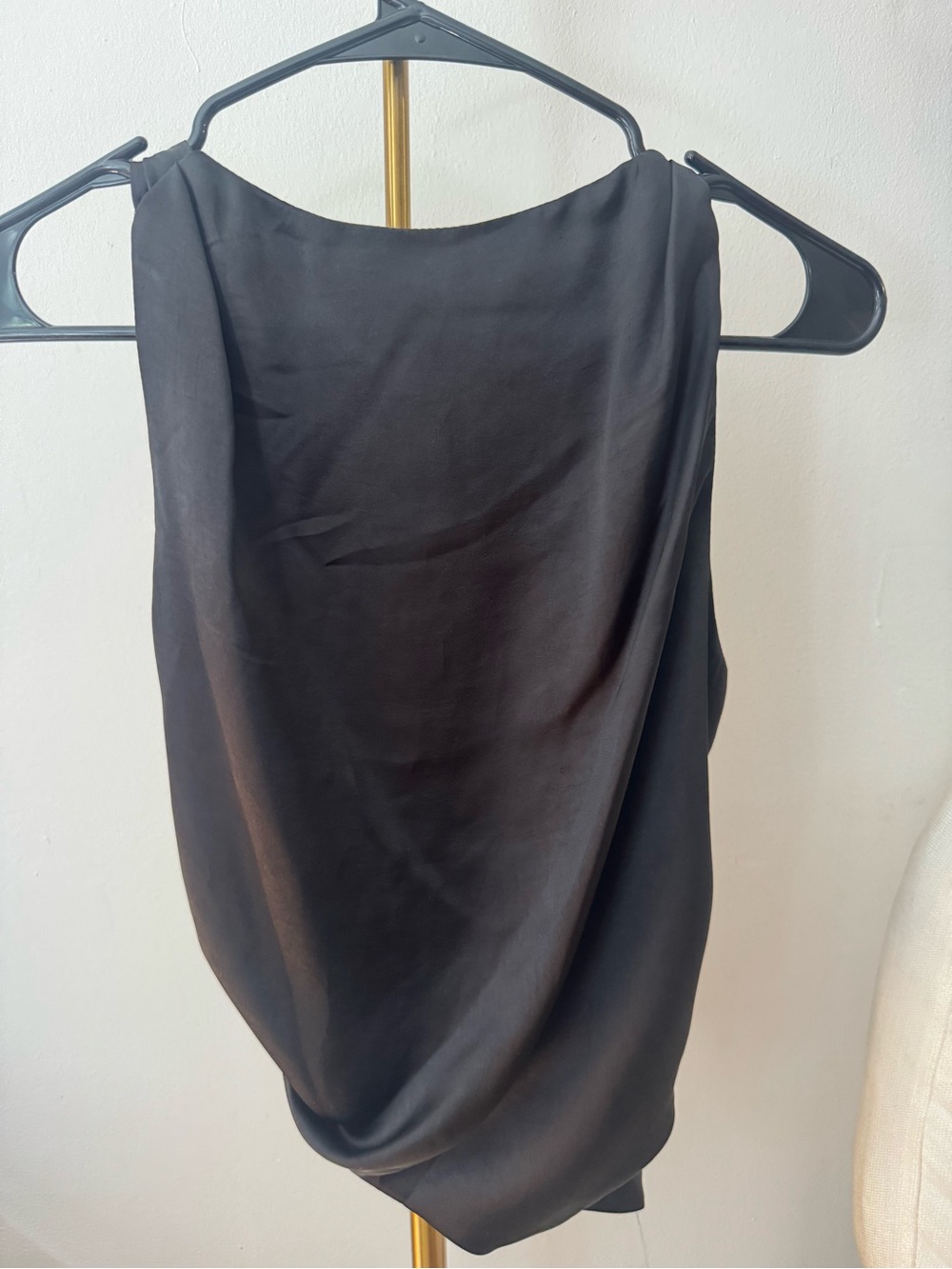 Zara satin effect open back black top